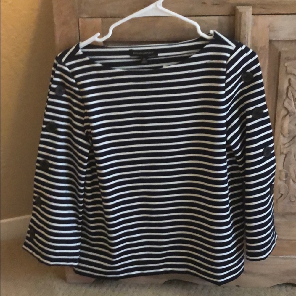 Bannana Republic Navy and White  striped top